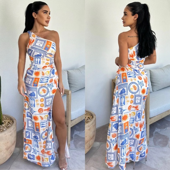 Brunch in Mykonos Printed Maxi Dress - Picture 4 of 5